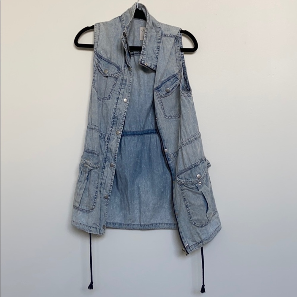 Washed out jean material vest